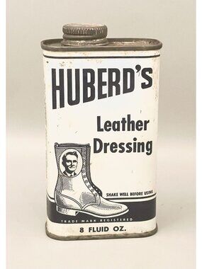 Vintage Huberd Shoe Grease Co. Advertising Tin Litho Huberd’s Leather Dressing